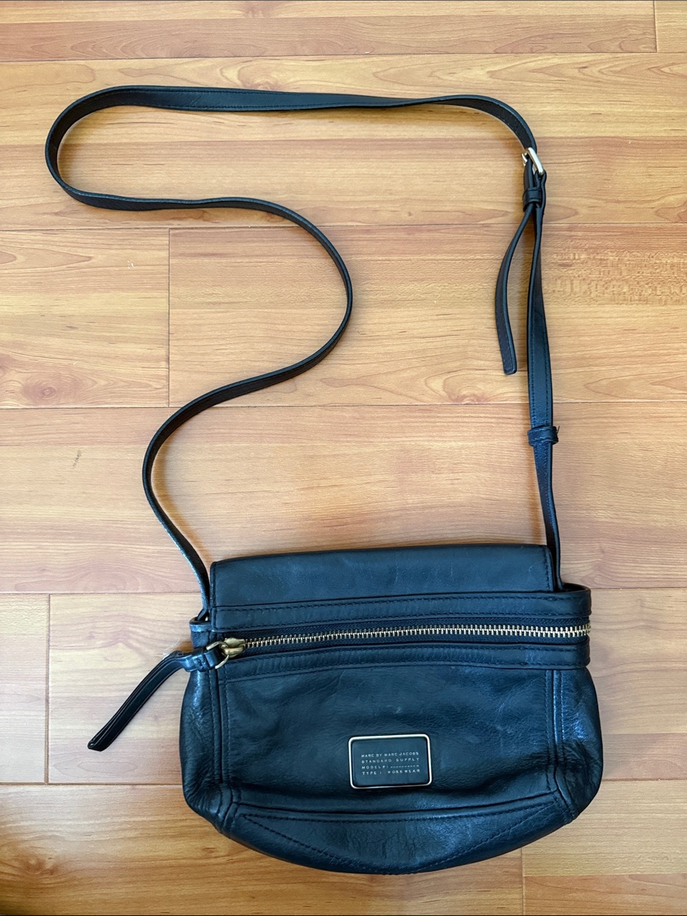 Marc by Marc Jacobs Black Leather Crossbody with Gold Hardware